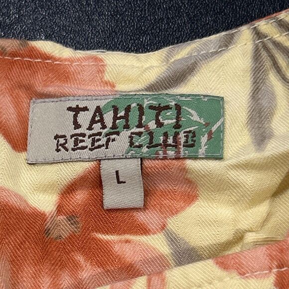 Tahiti Reef Club Dress Womens Large Yellow Pink Hawaiian Floral Beach Tropical - Picture 2 of 6